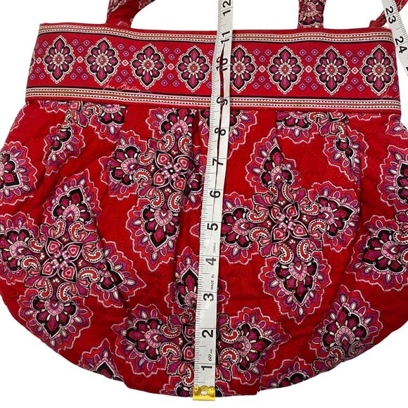 Vera Bradley Red Paisley Print shoulder Bag  Zipper Closure & Inner Pockets - Picture 9 of 11